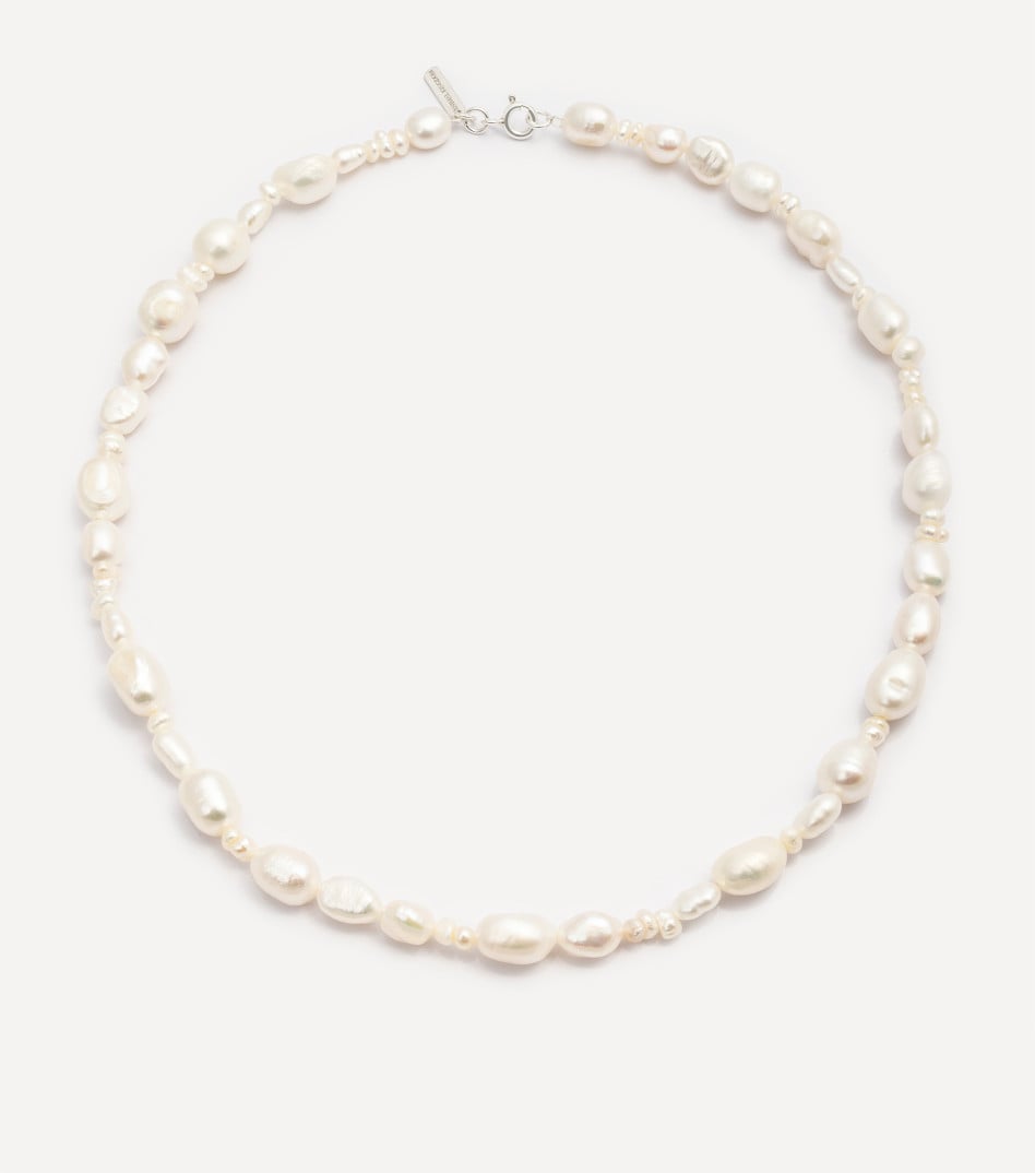Srebrny choker z perłami