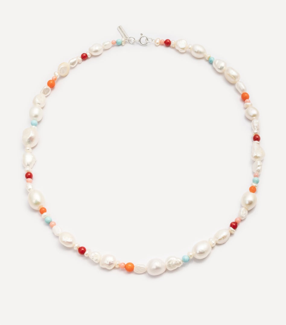 Srebrny choker z perłami
