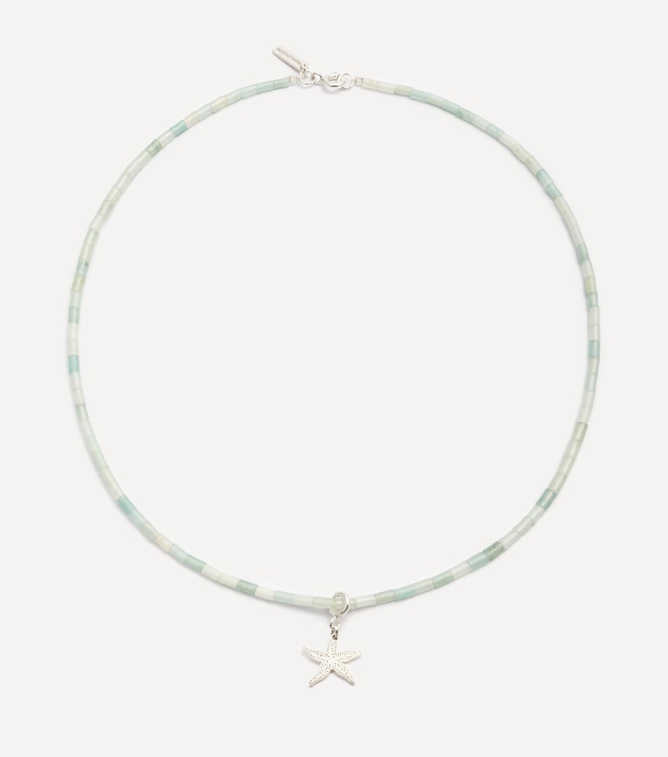 Srebrny choker z kamieniami i zawieszką