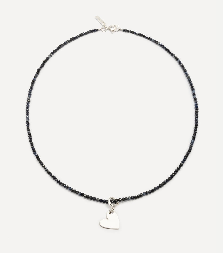 Choker z naturalnymi szafirami i zawieszką sercem